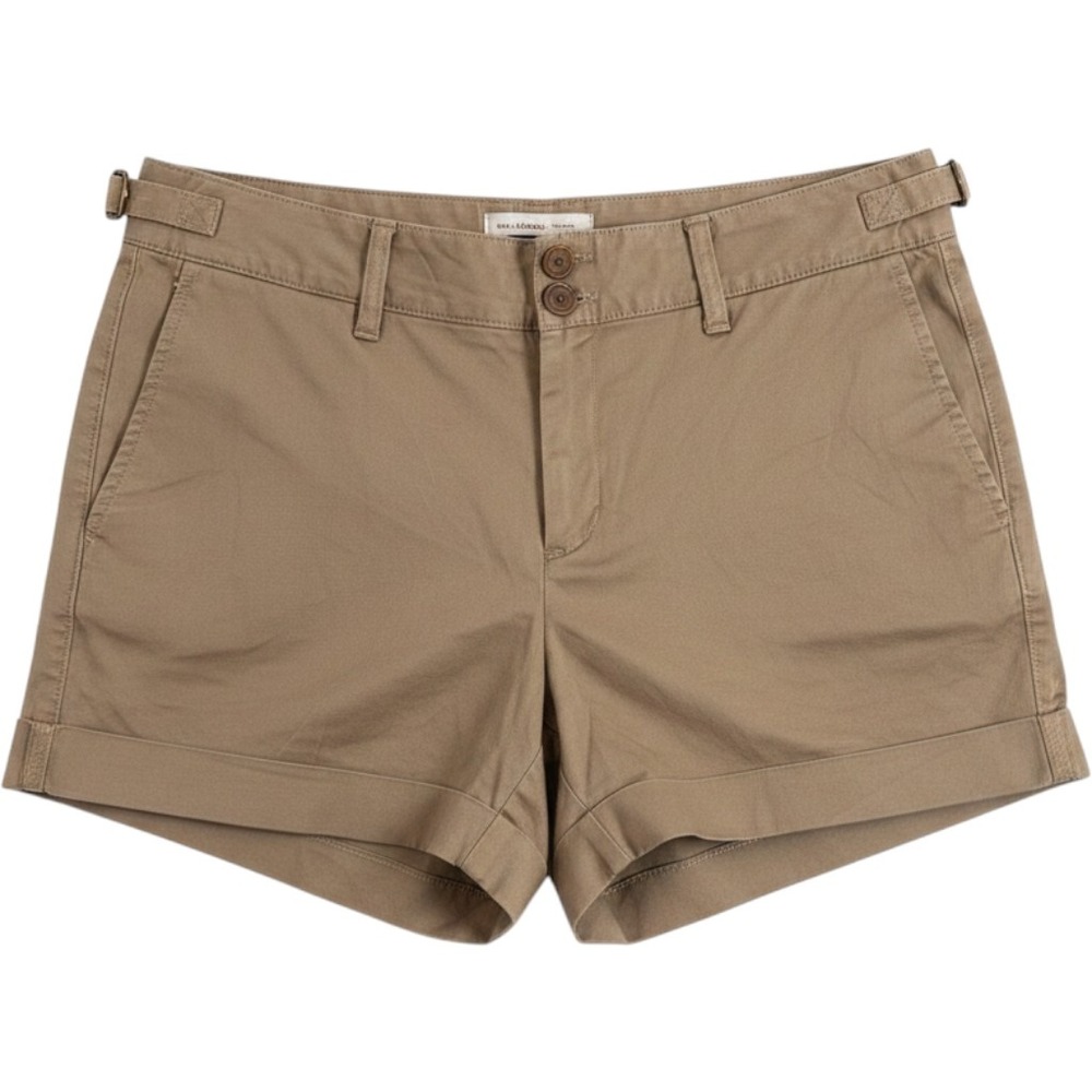 Banana Republic Heritage Khaki Chino Shorts Womens 12 Tan‎ Cotton Stretch Cuffed